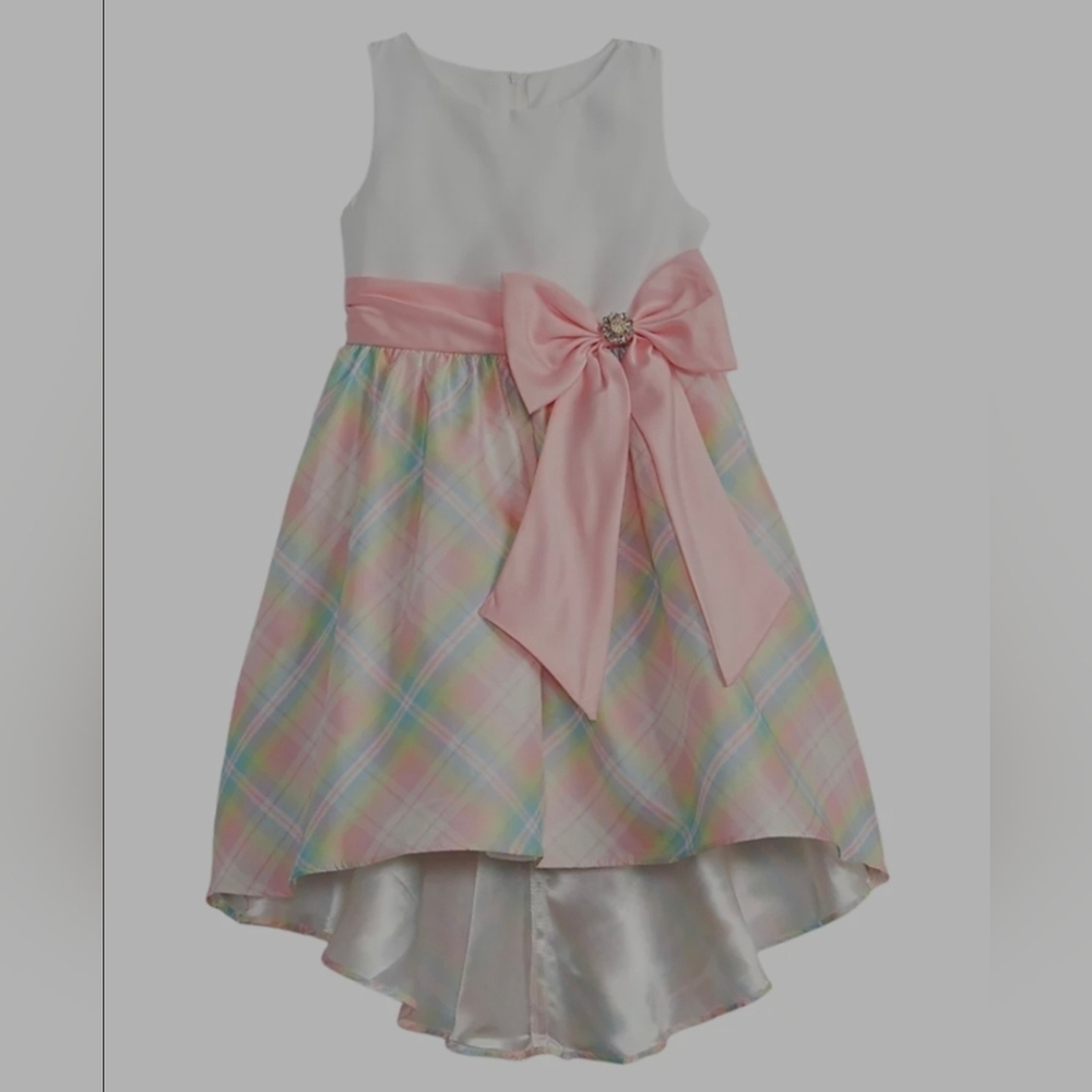 NWOT Rare Editions White and Pink Plaid Kids Dress
